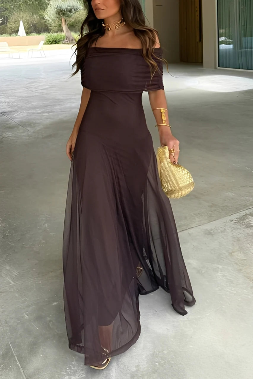 Toledo – Vestido Maxi Asimétrico de Malla