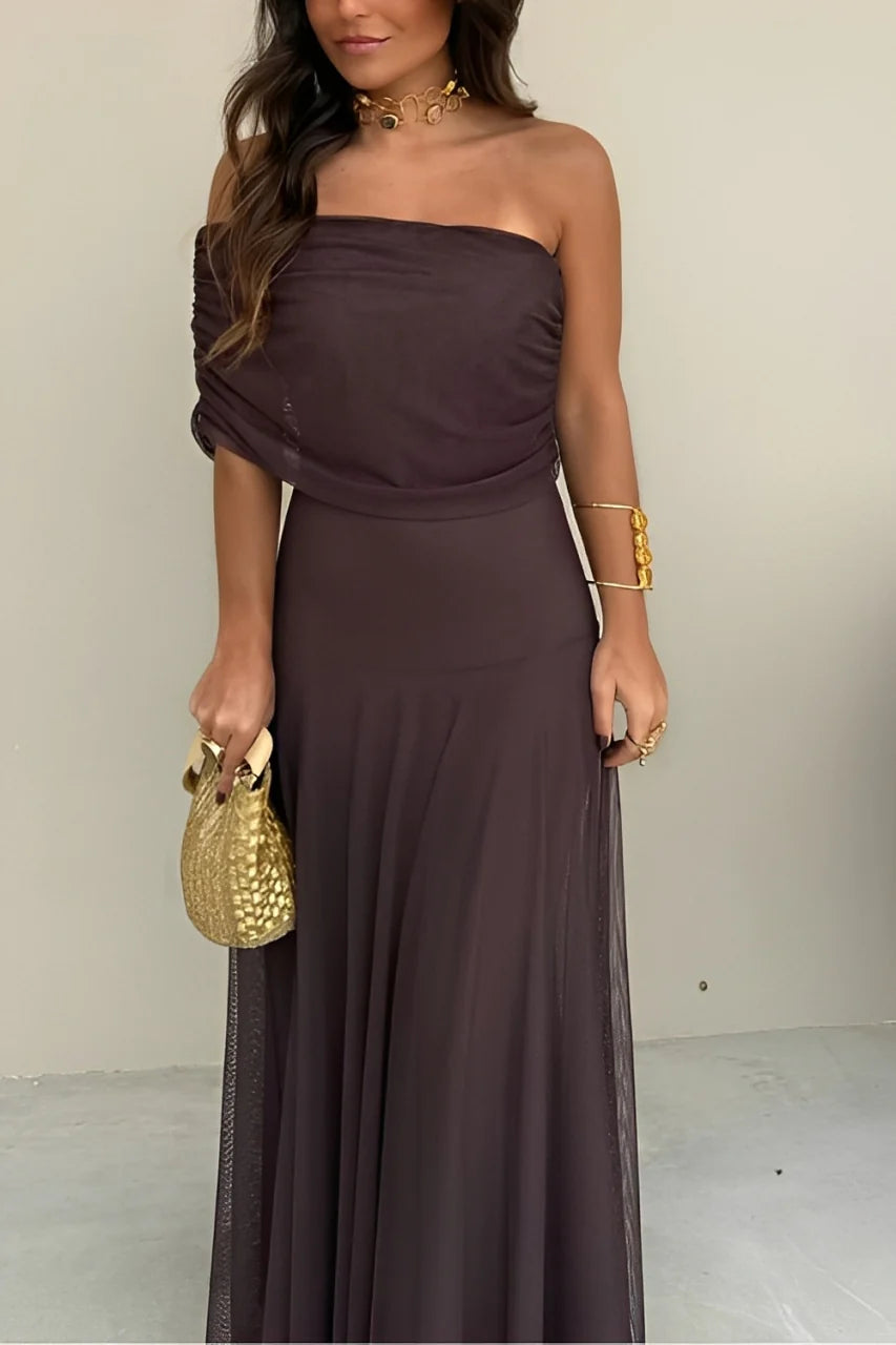 Toledo – Vestido Maxi Asimétrico de Malla